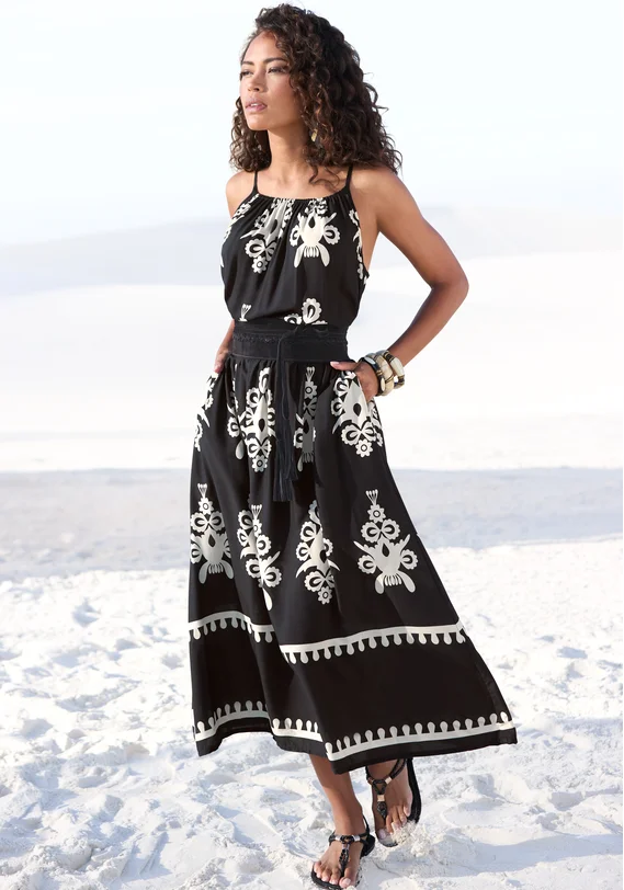 lascana midikleid schwarz sand be 613805281