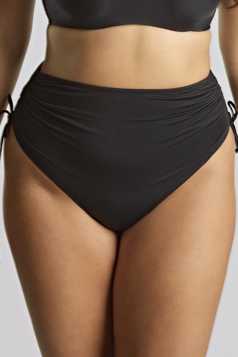 AW25 C Swimwear Signature MidiGatherBrief SW2049 SignatureBlack T F 049 Gathered